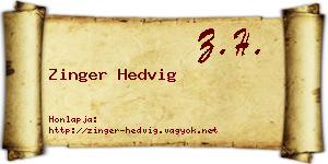 Zinger Hedvig névjegykártya